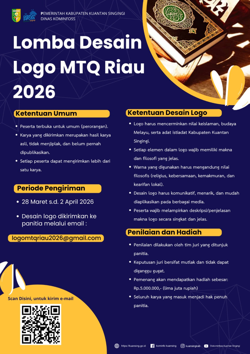 Lomba Desain Logo MTQ Riau 2026 Dibuka, Hadiah Rp5 Juta Menanti Peserta Terbaik