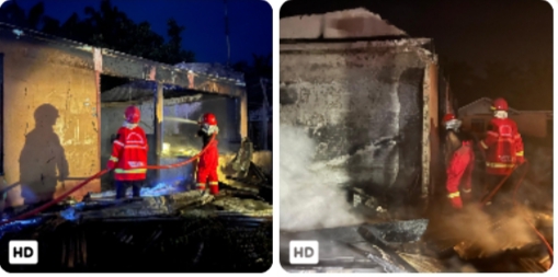 Ludes Dilalap Api Dini Hari, Rumah Makan Liza Ocu di Singingi Hilir Rata dengan Tanah, Kerugian Capai Rp300 Juta