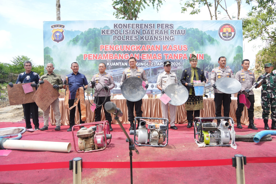 Polda Riau Tegas Berantas PETI di Kuansing, 29 Kasus Diungkap dan 210 Lokasi Ditertibkan