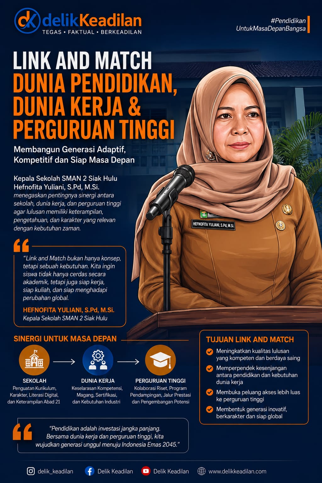 Link and Match Dunia Pendidikan dengan Dunia Kerja dan Perguruan Tinggi, Kepsek SMAN 2 Siak Hulu Tegaskan Pentingnya SDM Adaptif dan Kompetitif